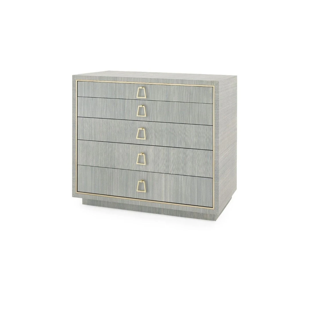 Bungalow 5 Parker Large 5 Drawer Chest Slate Blue Lacquered Grasscloth 1 Bungalow 5 Parker Large 5 Drawer Chest Slate Blue Lacquered Grasscloth