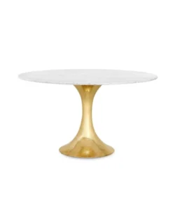 Bungalow 5 New Arrivals Stockholm Round Dining Table Brass And White Marble