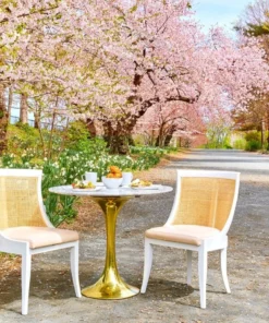 Bungalow 5 Stockholm Center Round Table Brass With White Marble Top New Arrivals