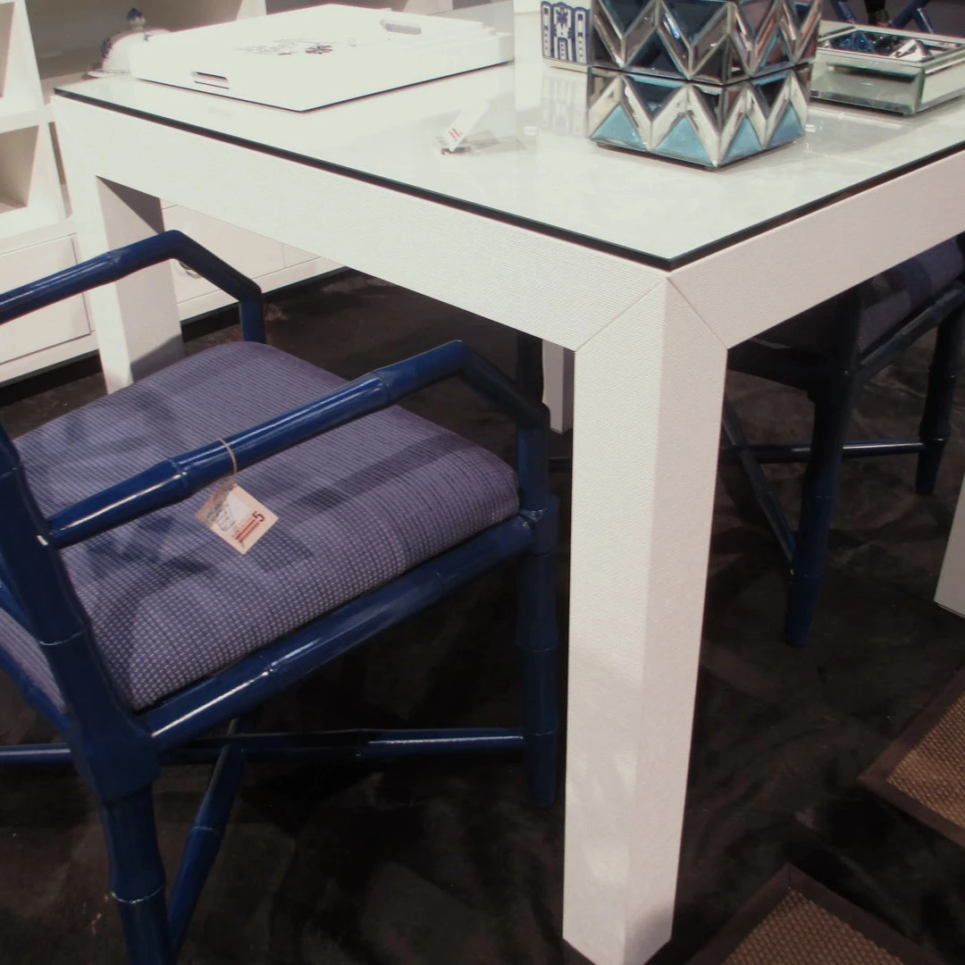 Bungalow 5 New Arrivals Valentina Grasscloth Game Table White 3 Bungalow 5 New Arrivals Valentina Grasscloth Game Table White