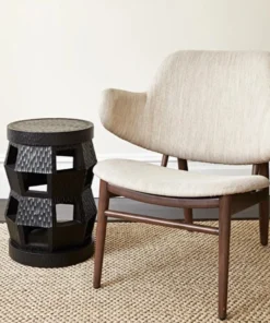Bungalow 5 Zanzibar Side Table And Stool Black