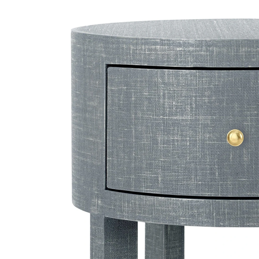 Bungalow 5 New Arrivals Claudette One Drawer Round Side Table Gray 6 Bungalow 5 New Arrivals Claudette One Drawer Round Side Table Gray