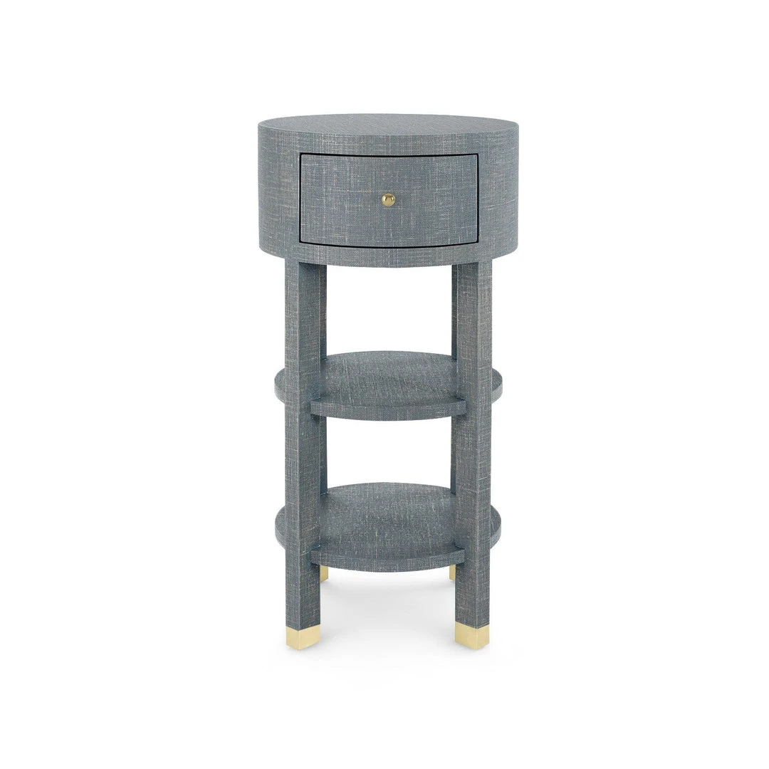 Bungalow 5 New Arrivals Claudette One Drawer Round Side Table Gray 5 Bungalow 5 New Arrivals Claudette One Drawer Round Side Table Gray