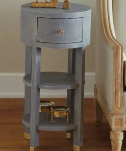 Bungalow 5 New Arrivals Claudette One Drawer Round Side Table Gray 13 Bungalow 5 New Arrivals Claudette One Drawer Round Side Table Gray