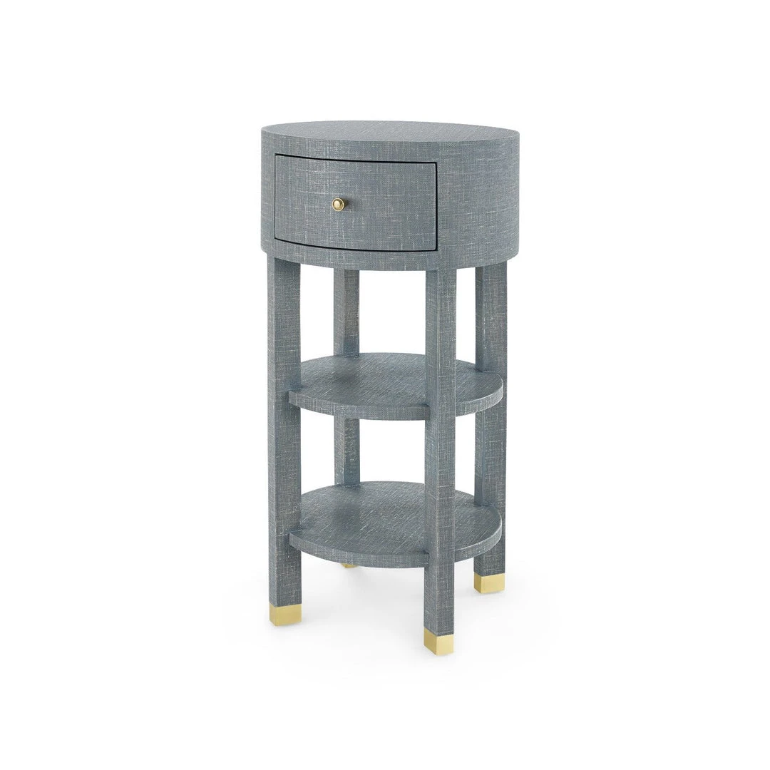 Bungalow 5 New Arrivals Claudette One Drawer Round Side Table Gray 1 Bungalow 5 New Arrivals Claudette One Drawer Round Side Table Gray