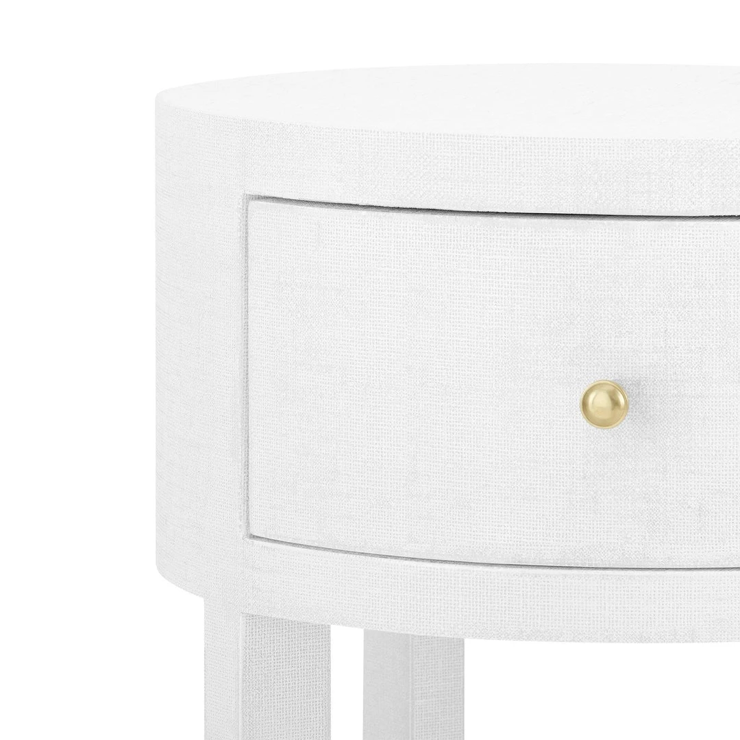 Bungalow 5 Claudette One Drawer Round Side Table White New Arrivals 5 Bungalow 5 Claudette One Drawer Round Side Table White New Arrivals