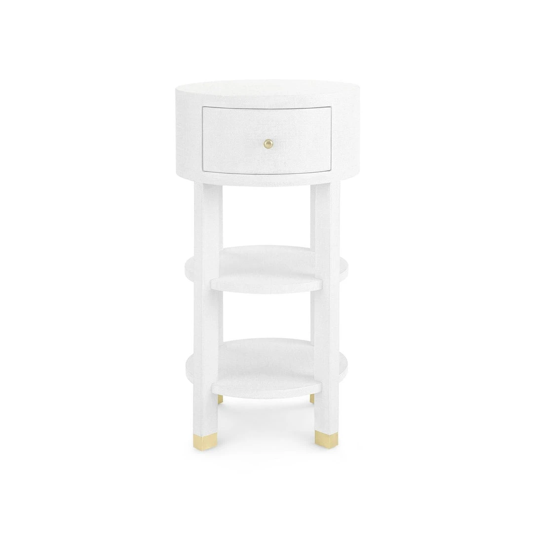 Bungalow 5 Claudette One Drawer Round Side Table White New Arrivals 3 Bungalow 5 Claudette One Drawer Round Side Table White New Arrivals