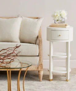 Bungalow 5 Claudette One Drawer Round Side Table White New Arrivals