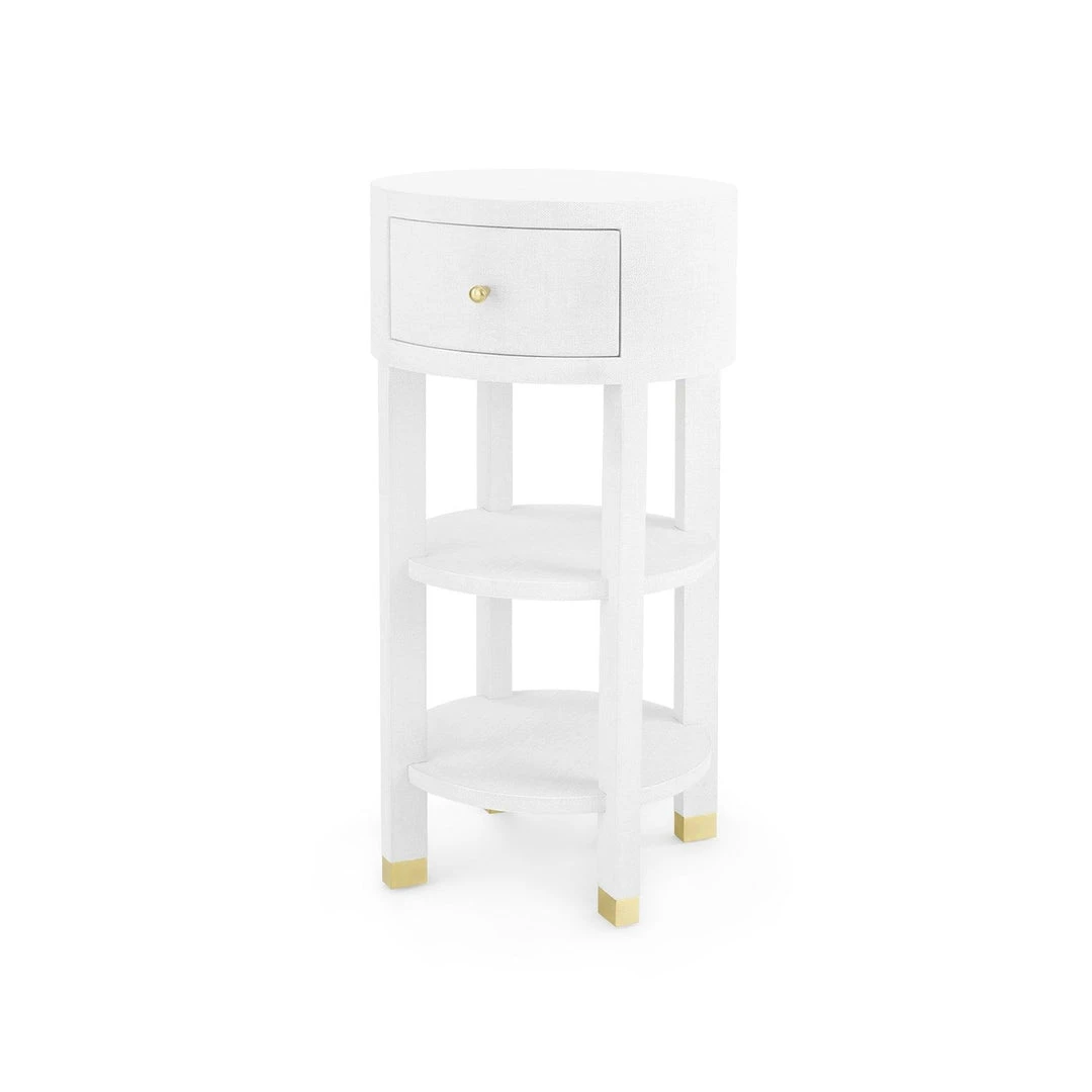 Bungalow 5 Claudette One Drawer Round Side Table White New Arrivals 1 Bungalow 5 Claudette One Drawer Round Side Table White New Arrivals