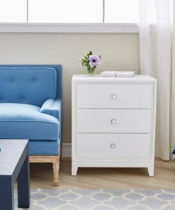 Bungalow 5 Bergamo Three Drawer Side Table White