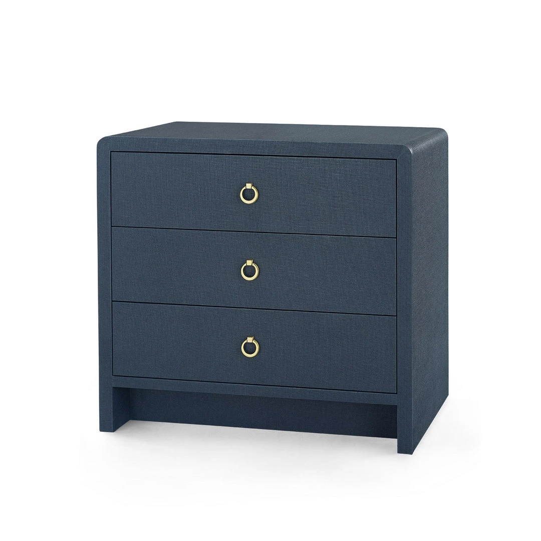 Bungalow 5 New Arrivals Bryant Linen 3 Drawer Side Table Navy Blue 1 Bungalow 5 New Arrivals Bryant Linen 3 Drawer Side Table Navy Blue