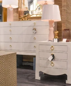 Bungalow 5 Jacqui 3 Drawer Side Table White Grasscloth