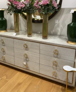 Bungalow 5 Parker Extra Large 9 Drawer Chest Silver Lacquered Grasscloth