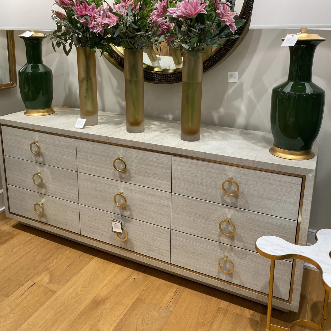 Bungalow 5 Parker Extra Large 9 Drawer Chest Silver Lacquered Grasscloth 2 Bungalow 5 Parker Extra Large 9 Drawer Chest Silver Lacquered Grasscloth