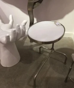 Global Views New Arrivals Cantilever Table Nickel With White Marble Top