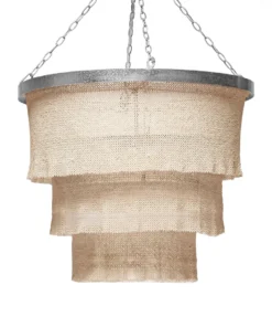 Made Goods New Arrivals Patricia Chandelier Natural Coco Beads And Silver Metal