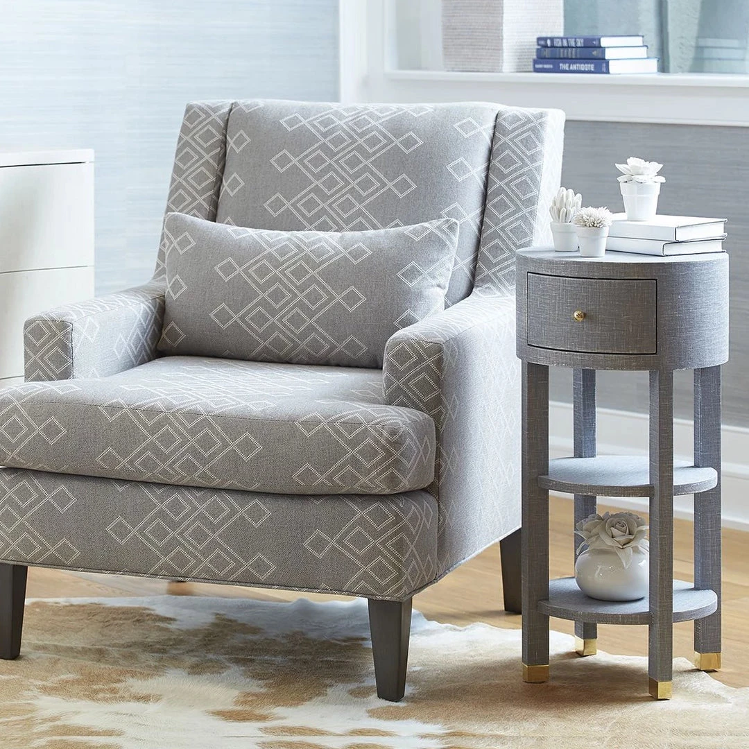 Bungalow 5 New Arrivals Claudette One Drawer Round Side Table Gray 2 Bungalow 5 New Arrivals Claudette One Drawer Round Side Table Gray