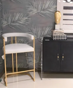 Worlds Away New Arrivals Cromwell Counter Stool Cream Velvet And Brass