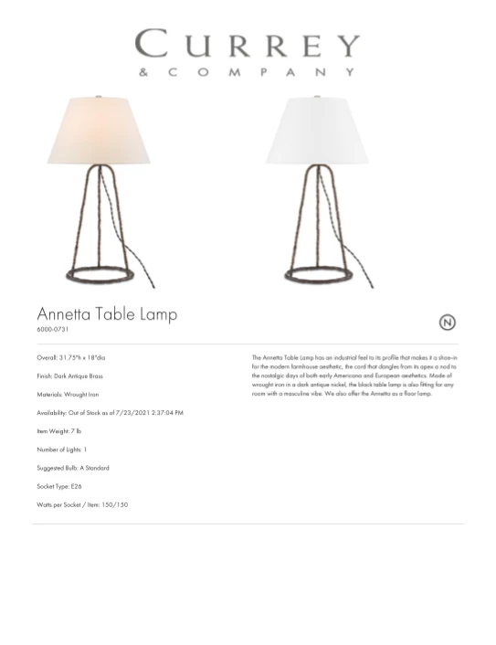 Currey And Company Annetta Table Lamp New Arrivals 4 Currey And Company Annetta Table Lamp New Arrivals