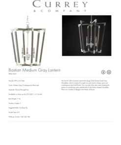 Currey And Company Bastian Medium Lantern Gray 7 Currey And Company Bastian Medium Lantern Gray