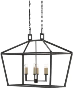 Currey And Company Denison Rectangular Lantern Black