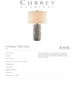 Currey And Company New Arrivals Innkeeper Lamp