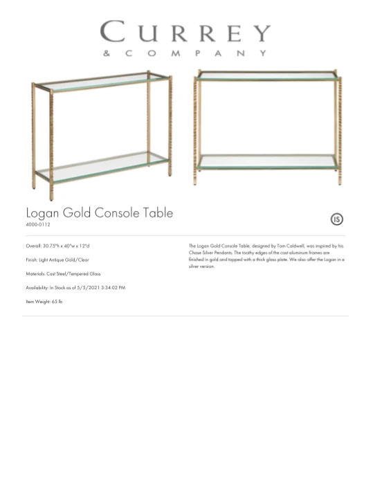 Currey And Company Logan Console Table Gold 4 Currey And Company Logan Console Table Gold