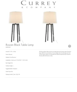 Currey And Company Rowan Table Lamp Black