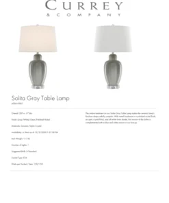 Currey And Company Solita Gray Table Lamp New Arrivals