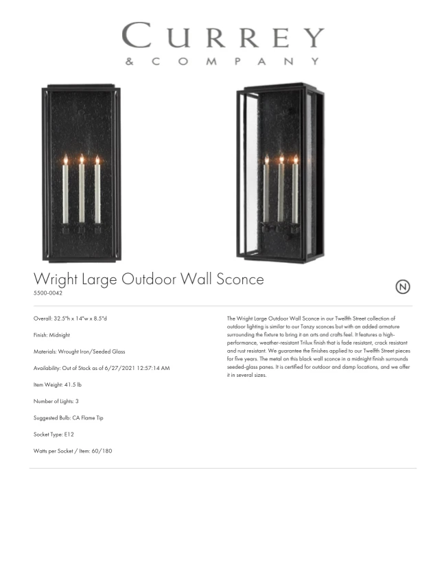 Currey And Company Tanzy Outdoor Sconce Large 3 Currey And Company Tanzy Outdoor Sconce Large