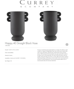 Currey And Company New Arrivals Happy 40 Straight Vase Black