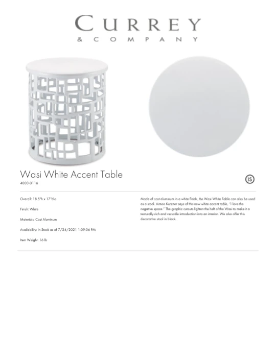Currey And Company Wasi Accent Table White New Arrivals 3 Currey And Company Wasi Accent Table White New Arrivals
