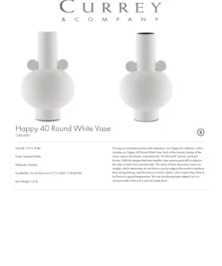 Currey And Company Happy 40 Round White Vase 5 Currey And Company Happy 40 Round White Vase