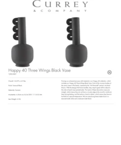 Currey And Company New Arrivals Happy 40 Three Wings Vase Black