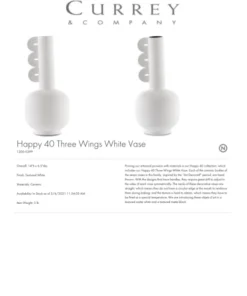 Currey And Company Happy 40 Three Wings Vase White New Arrivals