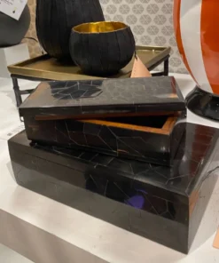 Currey And Company Black Bone Mosaic Box Set Of Two New Arrivals