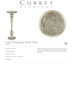 Currey And Company New Arrivals Talia Drinks Table Champagne