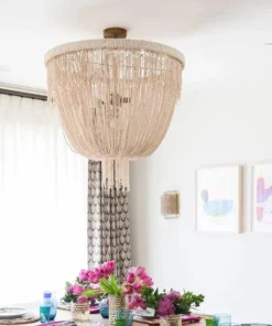 Made Goods New Arrivals Carmen Chandelier Natural Coco Beads