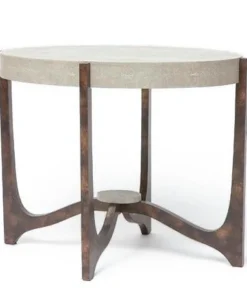 Made Goods New Arrivals Dexter Side Table Bronze And Sand Faux Shagreen