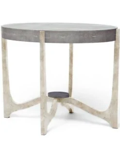Made Goods New Arrivals Dexter Side Table Silver And Cool Gray Faux Shagreen