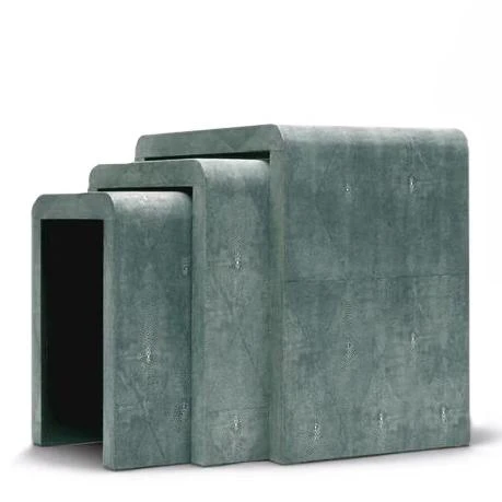 Made Goods Harlow Nesting Tables Turquoise Faux Shagreen New Arrivals 1 Made Goods Harlow Nesting Tables Turquoise Faux Shagreen New Arrivals