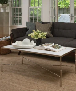 Global Views New Arrivals Spike Cocktail Table Antique Nickel White Marble