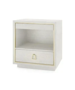 Bungalow 5 New Arrivals Parker 2 Drawer Side Table Silver Lacquered Grasscloth