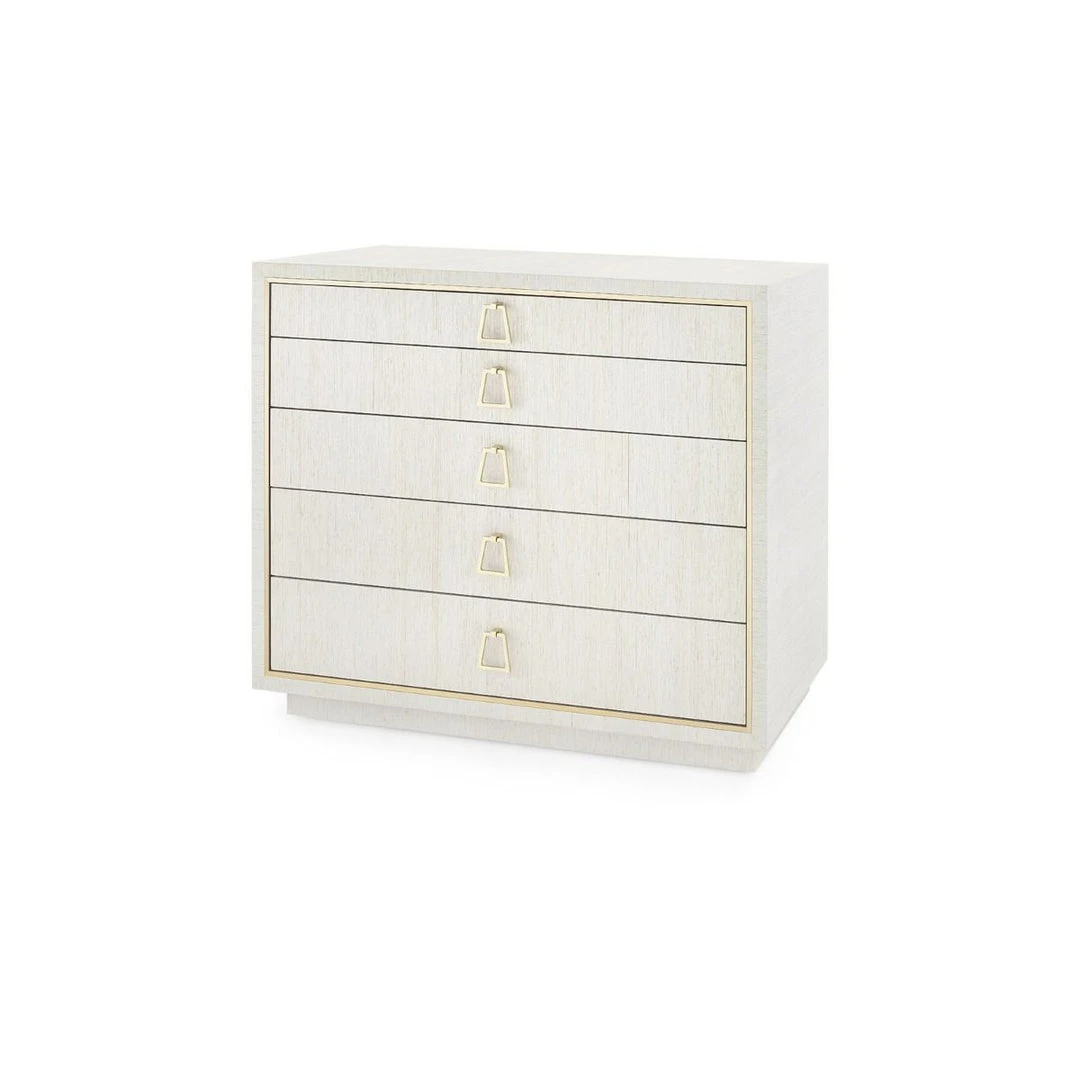 Bungalow 5 New Arrivals Parker Large 5 Drawer Chest Silver Lacquered Grasscloth 1 Bungalow 5 New Arrivals Parker Large 5 Drawer Chest Silver Lacquered Grasscloth