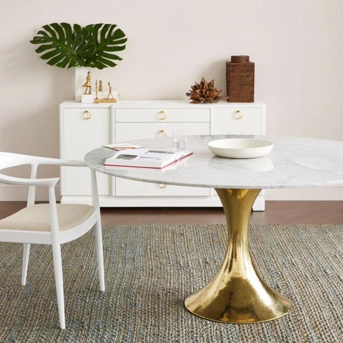 Bungalow 5 New Arrivals Stockholm Round Dining Table Brass And White Marble 2 Bungalow 5 New Arrivals Stockholm Round Dining Table Brass And White Marble