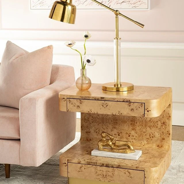 Bungalow 5 Emil Two Drawer Side Table Burl 3 Bungalow 5 Emil Two Drawer Side Table Burl