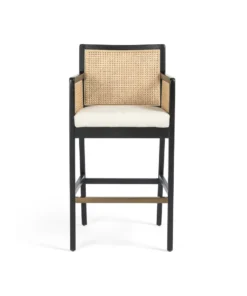 Four Hands Antonia Cane Bar Stool Brushed Ebony New Arrivals