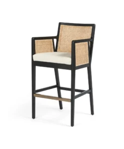 Four Hands Antonia Cane Bar Stool Brushed Ebony New Arrivals
