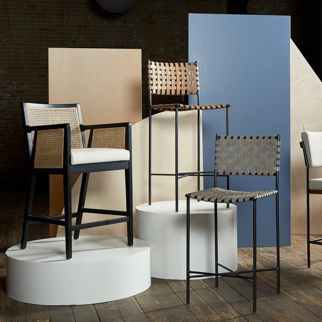 Four Hands Antonia Cane Counter Stool Brushed Ebony 2 Four Hands Antonia Cane Counter Stool Brushed Ebony