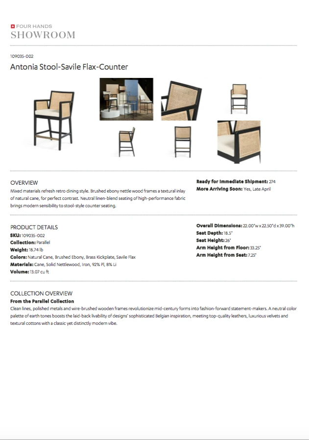 Four Hands Antonia Cane Counter Stool Brushed Ebony 11 Four Hands Antonia Cane Counter Stool Brushed Ebony